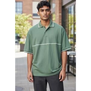 Concepts Men's Green Polo Shirt with White Stripe Detail